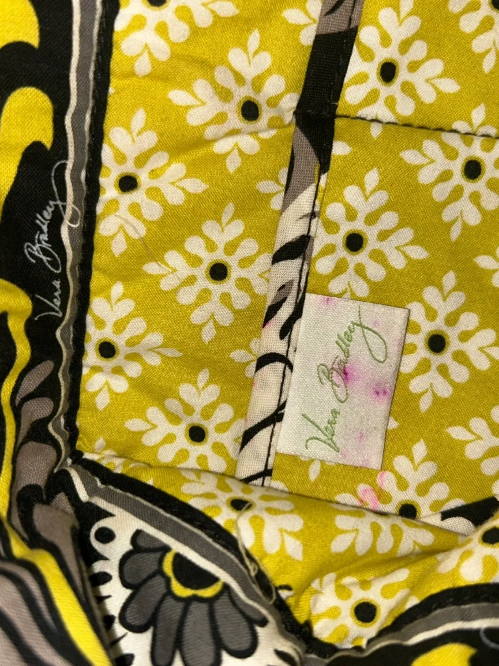 Vera Bradley Vintage Black/Off White/Yellow & Gray Tote Bag - Picture 5 of 6